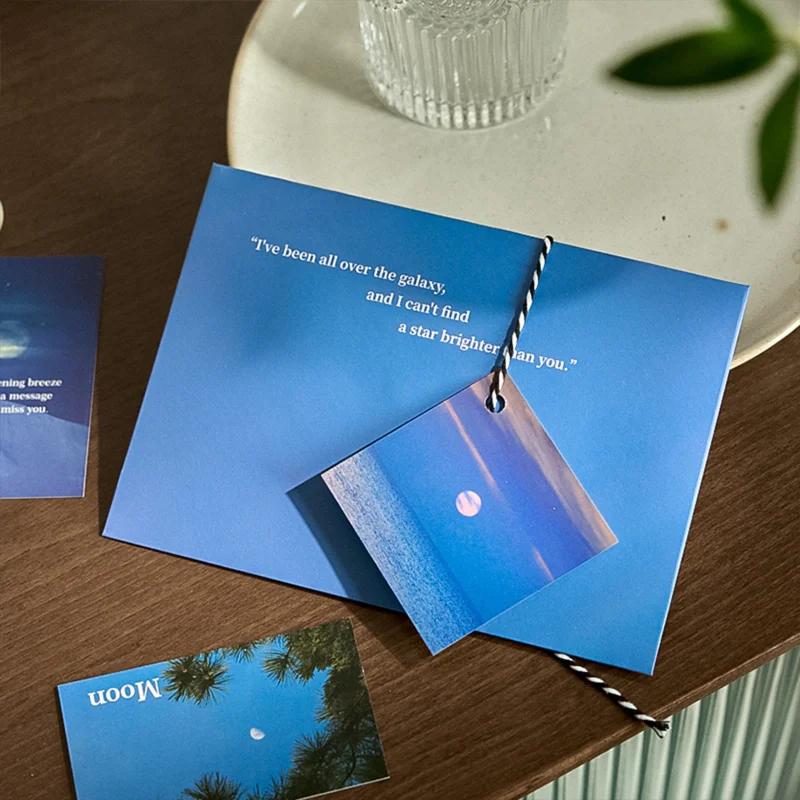 1 Set Aesthetic Vintage Envelopes Letter Paper Kit for Kids INS Casual Beauty Landscape Journal Pack Paper Envelopes Gift