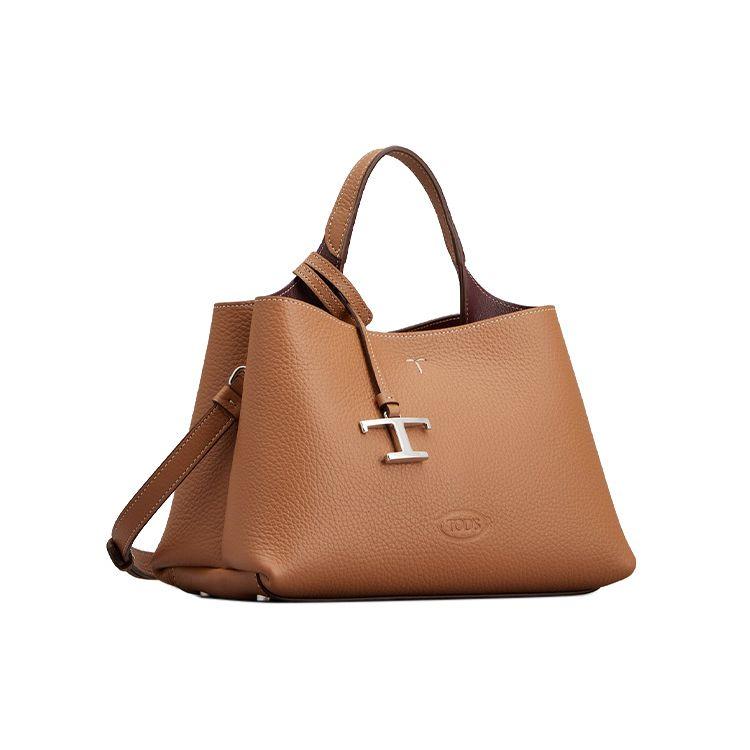 Tods Metal Pendant Detachable Adjustable Shoulder Strap Leather Tote Bag Shopping Bag Crossbody Handbag Mini Women Tote Bags Brown XBWAPAEL000QRI9P13