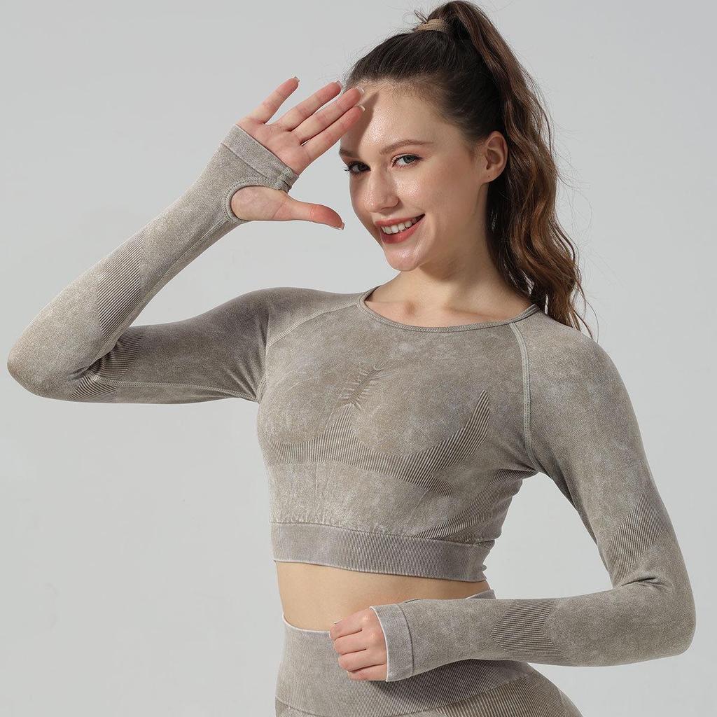 Zestaw do jogi dla kobiet z wysokim stanem: Spodnie podnoszące biodra i top z długim rękawem