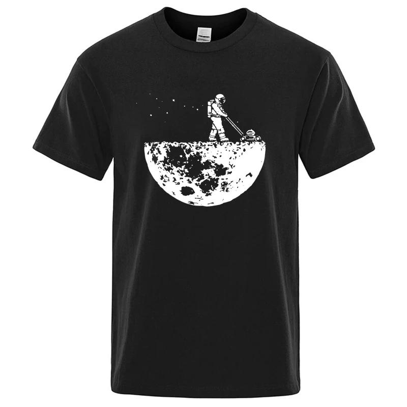Men T-shirt High Quality100% Funny Cotton Lunar Cleaner Printing Casual Cool Loose O-neck Male for MenT-shirt Hip Hop Tees
