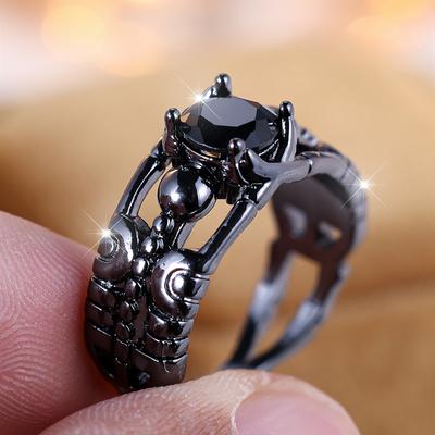 Anelli retrò gotici punk neri con teschio per donne e uomini, anelli color oro nero, accessori per gioielli