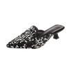 Fashion Summer and Autumn New High-heeled Toe-toe Slippers, Thin Heels, Fashionable and Trendy Women's Shoes, Outdoor Sequined Sandals