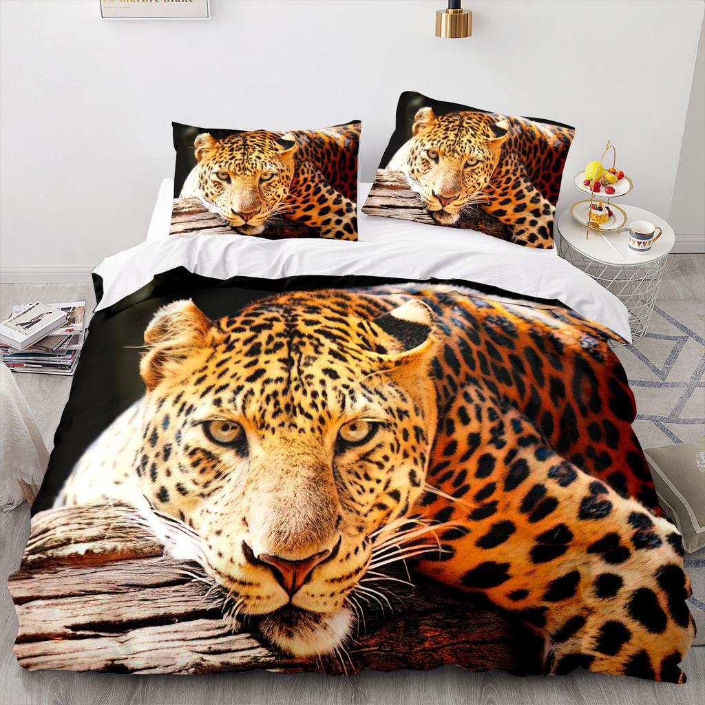 Leopard Duvet Cover King Queen Size Brown Cheetah Bedding Set For Kids Teens Adults Wild Animal 2/3pcs Polyester Comforter Cover