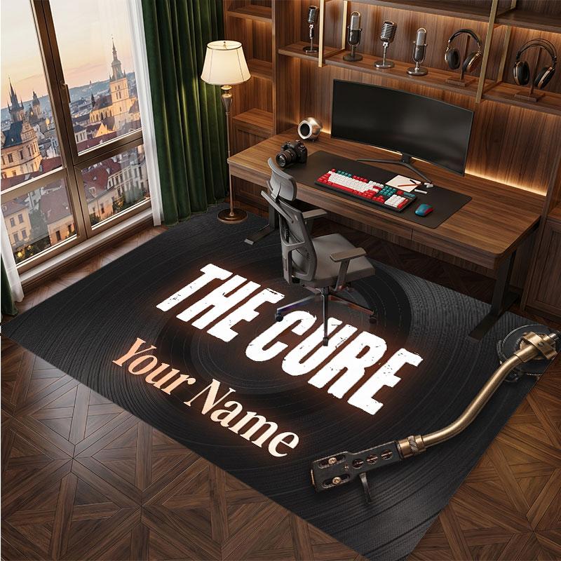 The Cure Personalized Crystal Velvet Carpet, Customized Name Text Soft Anti‑Slip Rug for Living Room Bedroom
