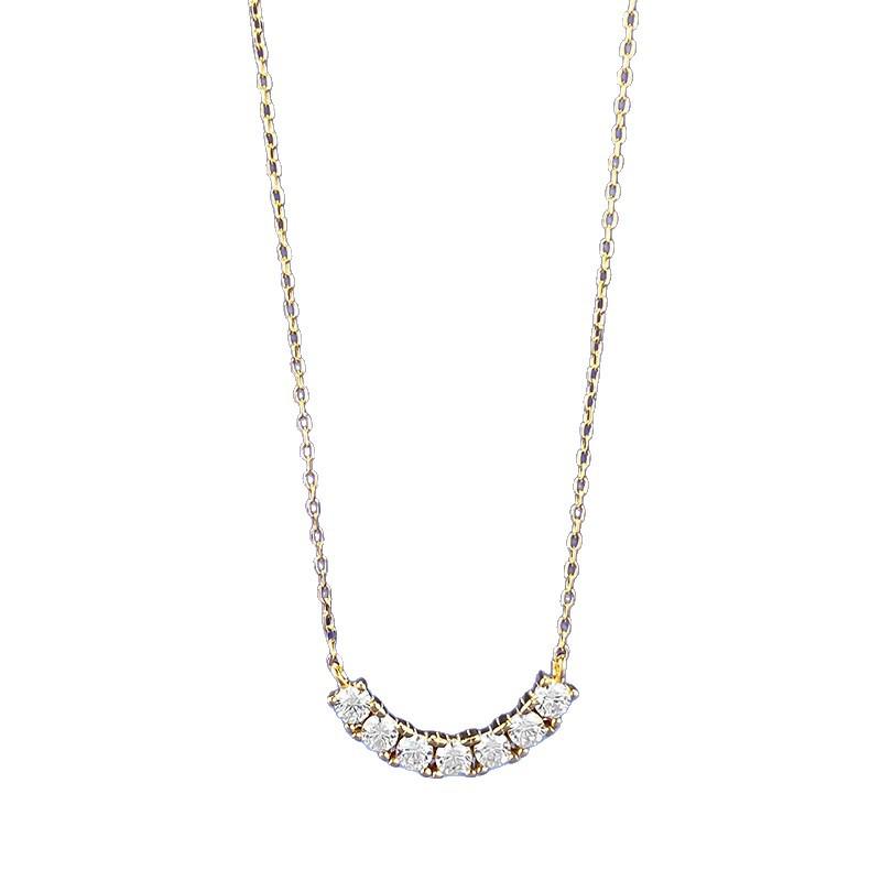 Zhuozhifan S925 Silver 7-Stone Smiley Face Pendant Versatile Necklace