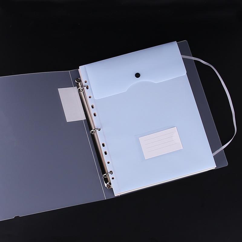 Transparent 3-Hole Folder with 11-Hole Pages, Vertical Snap Closure