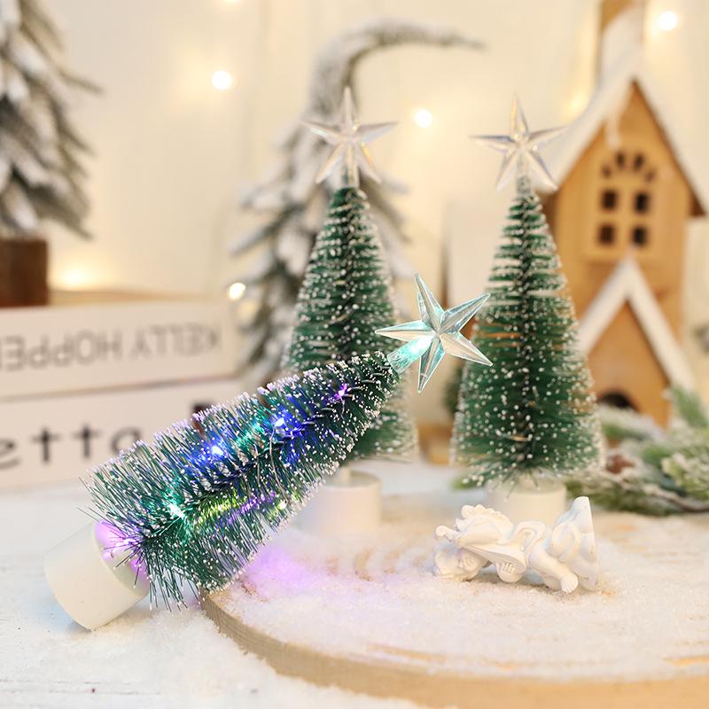 Mini LED Christmas Tree with Glowing Pine Needles - Desktop Ornament and Gift