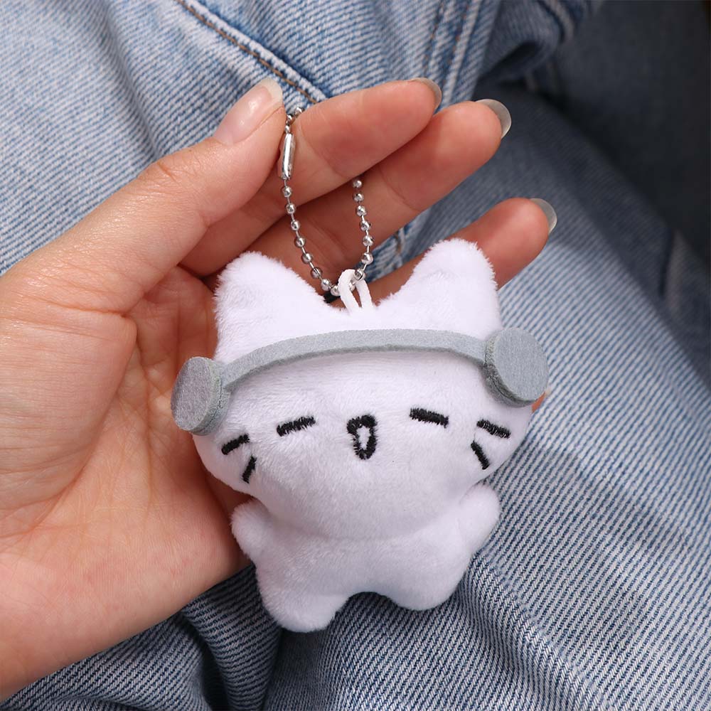 Cartoon Earphones Cat Pendant Bag Hanging Key Ring Cute Sad Cat Doll Keychain Unisex