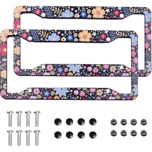 Mounta License Plate Frame 2 Pack Universal US Car Plate Holder Cover Accessories Decor With Screw For Women Man 12.3 X 6.3 Inch