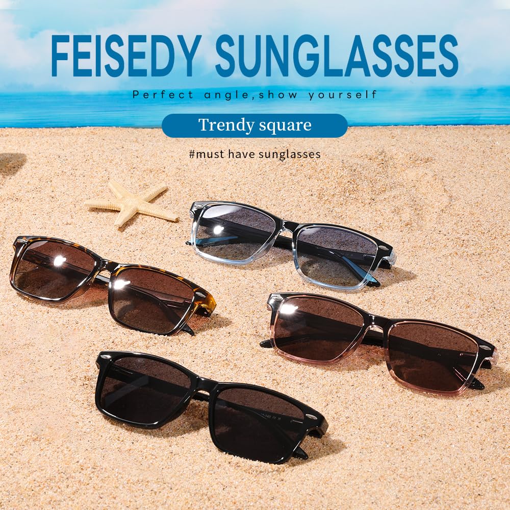 Feisedy Polarized Sunglasses with UV400 TAC Polarized B1162 Men's Protection, Lenses, TR90, Fashionable, Unisex,