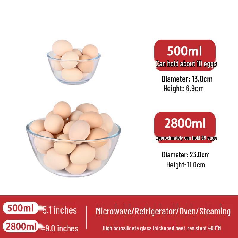 

Household Microwaveable Glass Salad & Soup Bowl Set