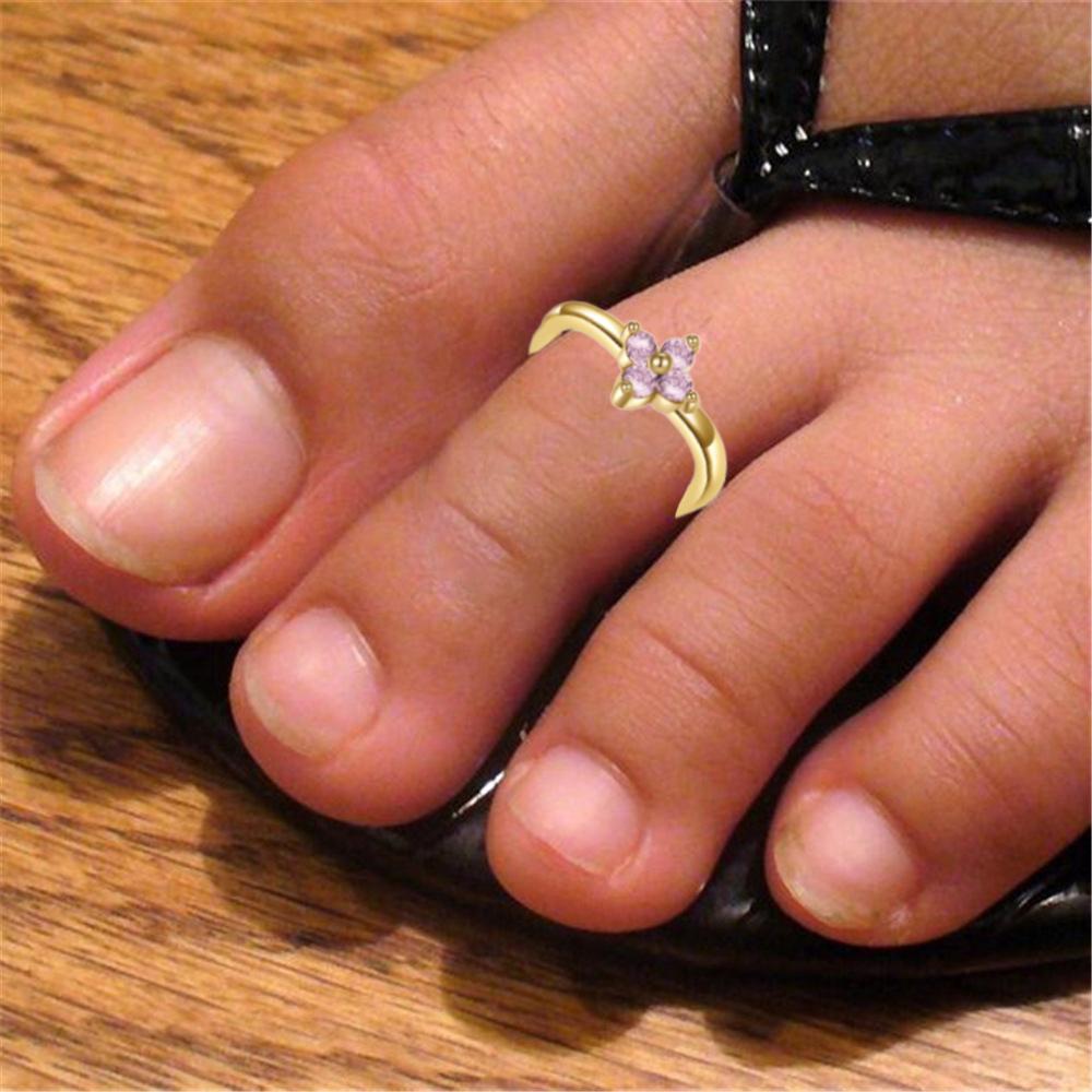 Neuer Vergoldeter Farb-Zirkon Zehenring Hohe Qualität Nicht Verblassender Schmuck Mode Luxus Accessoires Sommergeschenk für Damen