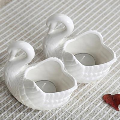 Ornamento Cigno in Ceramica Multiuso Vaso per Piante Idroponiche Succulente Portacandele Scatola Portaoggetti Decorazione da Tavolo Cigno