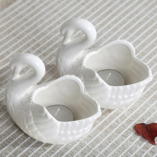 Ceramic Swan Ornament Multi-purpose Hydroponic Plants Succulents Pot Candle Holder Storage Box Desktop Swan Decoration