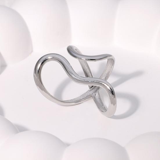 Finger Ring Open Adjustable Fit Women Ring Stainless Steel Texture Exaggerated Unconventional Lines Design Finger Band Jewelry Gift