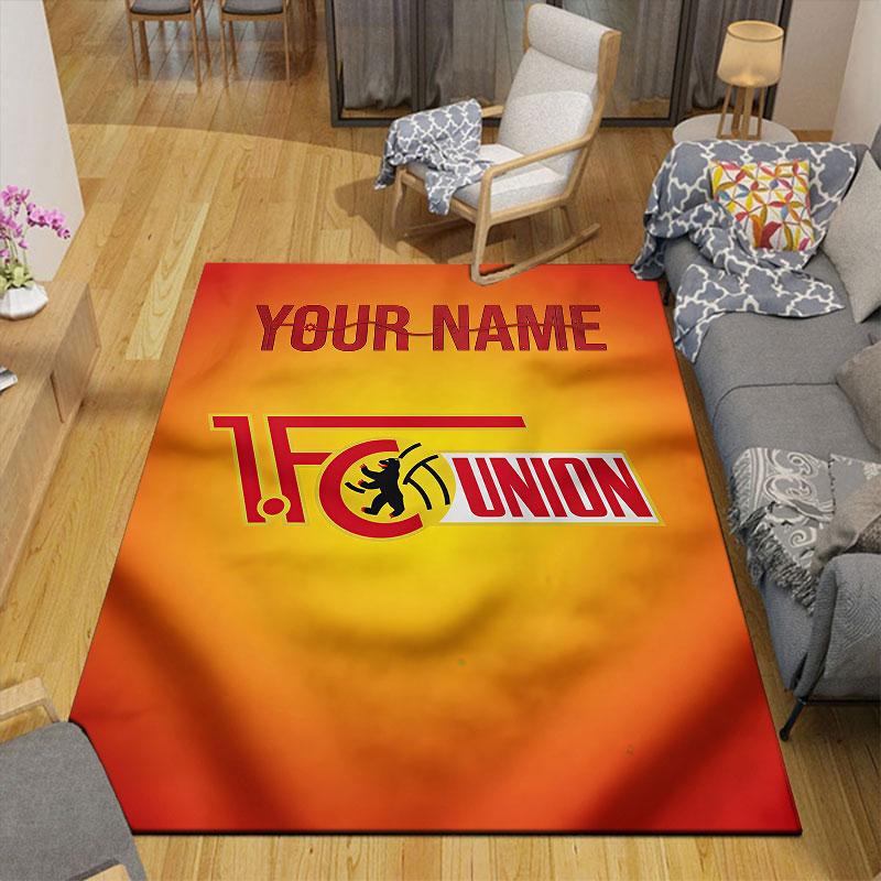 Custom Name,1.FC Union Berlin Home Sofa Decoration for Living Room & Bedroom, Non‑Slip Play Flannel Floor Mat for Game Room