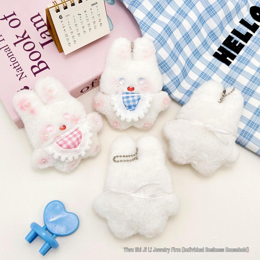 Handmade Plush Bunny Keychain: Cute Squeaky Pendant Ornament