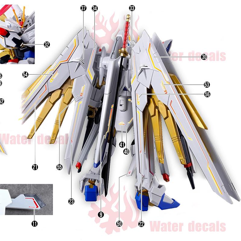 For 1/144 Hg Mighty Strike Freedom Model Decals Water Slide Decals Tool Fluorescent Sticker Models Toys Accessories