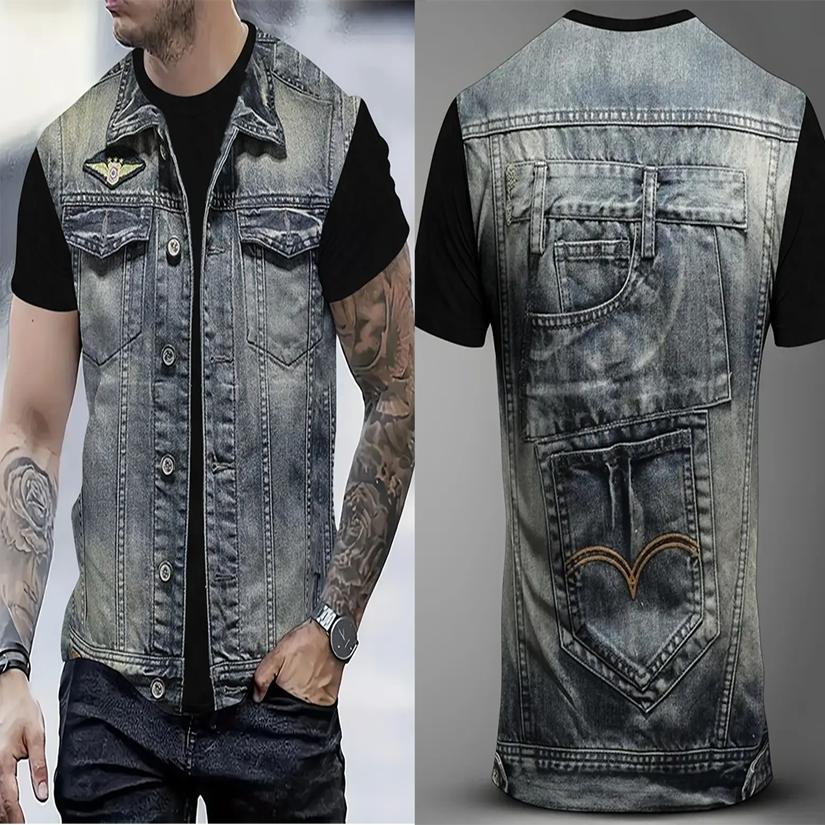 Men's Skeleton Graphic T-shirts Funny 3D Fake Jacket Print Men Women Punk Street Style T shirt Casual Outdoor Youth Tees Y2k Top