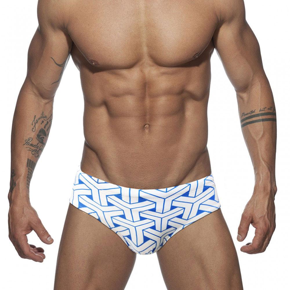 Men Swim Briefs Trunks Color Blocking Fashion Print Tight Fit Sexy Swimwear Beach Wear Tanning Surfing GYM