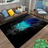 Gradient Blue Feather Pattern Carpet with Black Background Style. Suitable for use as an anti-slip for living room bedroom sofas
