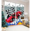 2Panel Racing Car Flag Print Curtains for Bedroom Living Room Floor-to-ceiling Window Kitchen Blinds Grommet Top Cortinas Drape
