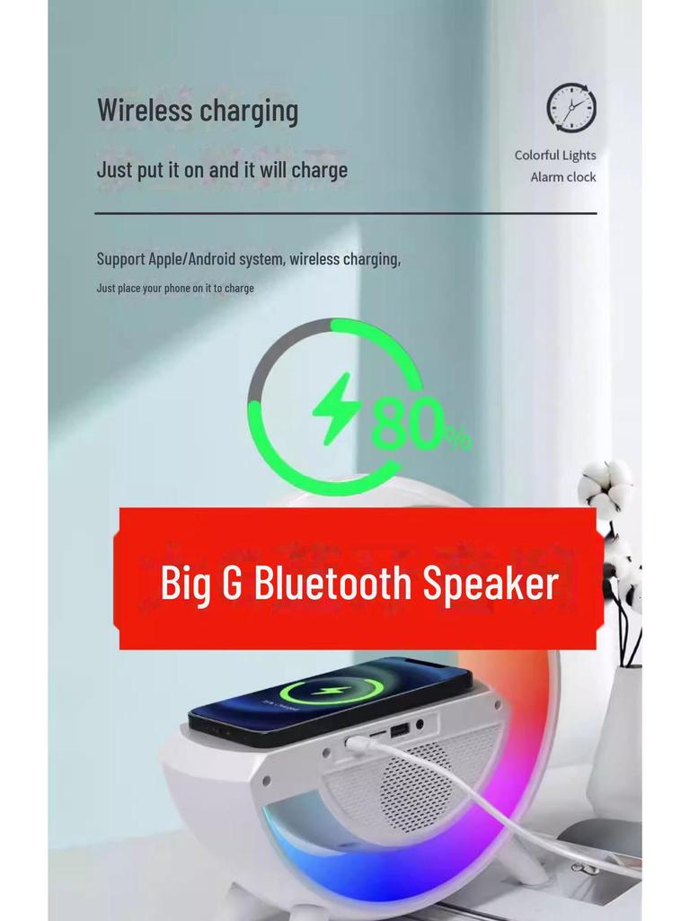 2024 G3401 Smart Bluetooth Speaker with Wireless Charging, Alarm Clock, and Atmosphere Night Light