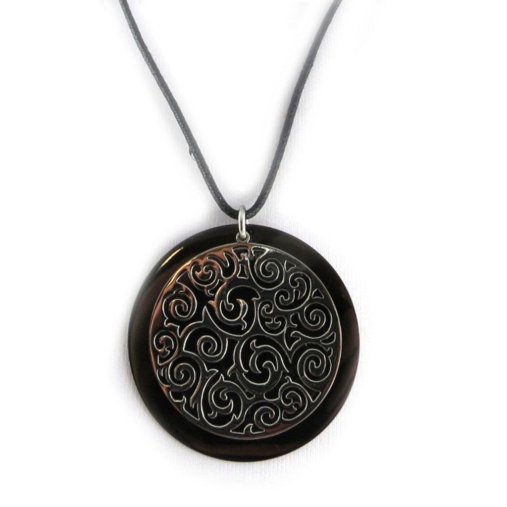 Altesse [L0376] - Collier acier 'Chorégraphie' nacre argenté