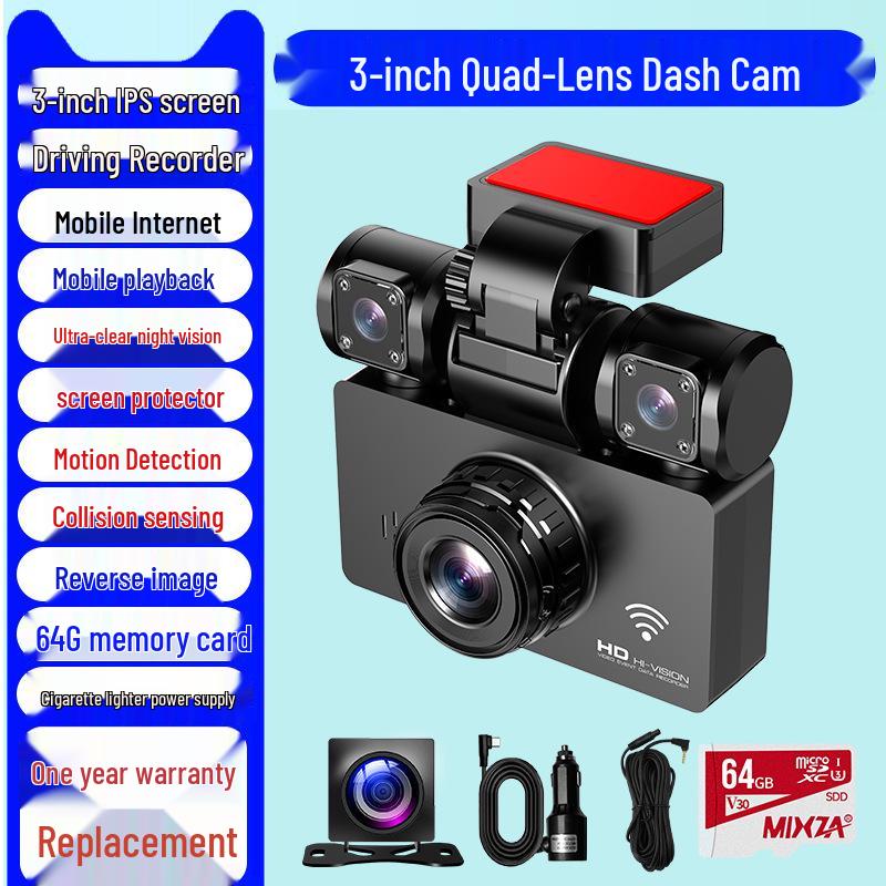 2025 Wireless 360° Dash Cam with Sentinel Mode & 24-Hour Parking Monitoring
