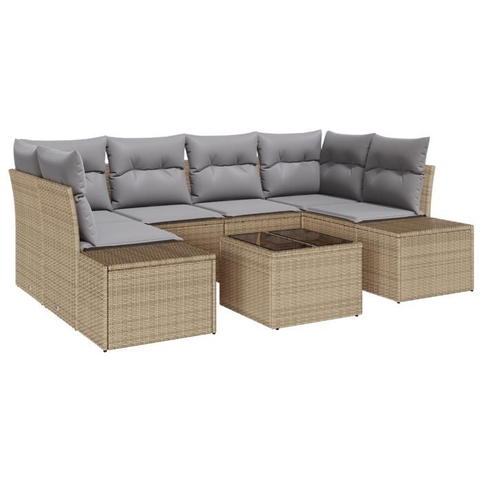 VidaXL Ensemble de canapé de jardin 7 pièces avec coussins beige poly rattan 3346960
