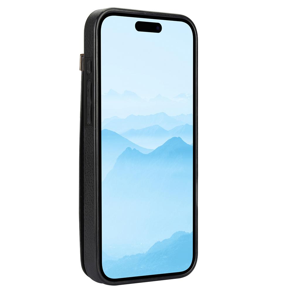 Für iPhone 16 Hülle TPU+PU Leder Hardware Dekor Handyhülle mit Kartenhalter