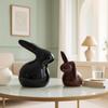 Home Decor Ceramic Rabbit Figurines (Set of 2, Black and Brown)