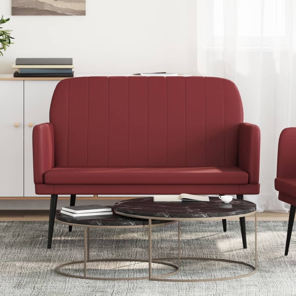 Wine Red Sofa Bench 107 x 80 x 81 cm Faux Leather
