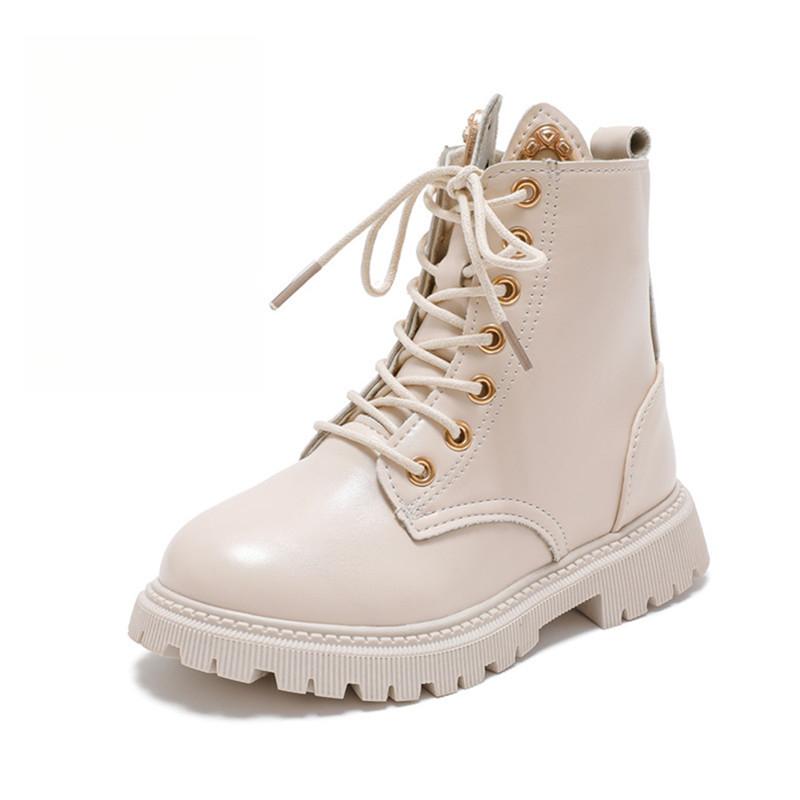 

Дівчачі короткі черевики зимові корейська версія британський стиль високі дитячі черевики-мартін з плюшем дитячі демісезонні черевики 31 білий