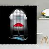 Cartoon Style Umbrella Printed Shower Curtain Colorful Rain Drops Boy Girl Bathroom Decor Waterproof Fabric Screen With Hooks
