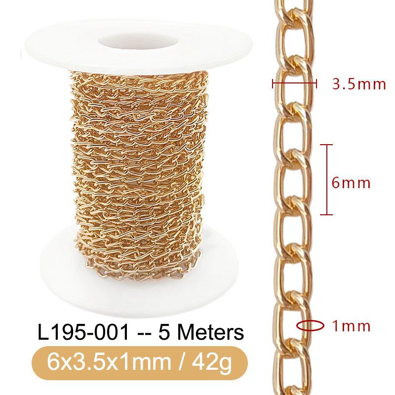 5M Metal Aluminum O-Shaped Chains Twist Chain for DIY Necklace Bracelet Jewelry Making Clothing Bag Component Accessory Supplies
