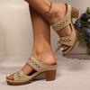 Fashion Retro Hollow Out Thick-Heeled Sandals Women Shoes Summer Lightweight High Heels Slippers Woman Plus Size Outdoor Platform Sandle