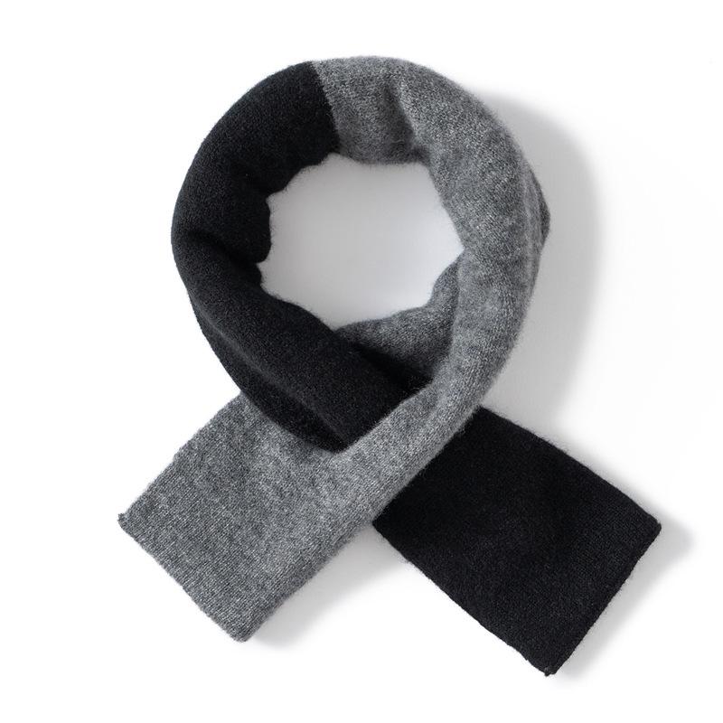 Women's 100% Cashmere Color Block Knit Scarf – Warm, Fashionable, Versatile Neck Gaiter for Autumn and Winter