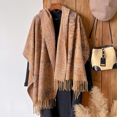 Explosions-Imitationskaschmirschal Damen Ethno-Stil Stola Cape Verdickt Warm Fransen Damen Schal