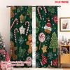 2 Stück 2D-Flachdruck Weihnachtsvorhänge Weihnachtskuchenmann Digital bedruckte Polyester-Vorhänge Partydekorationen für Po