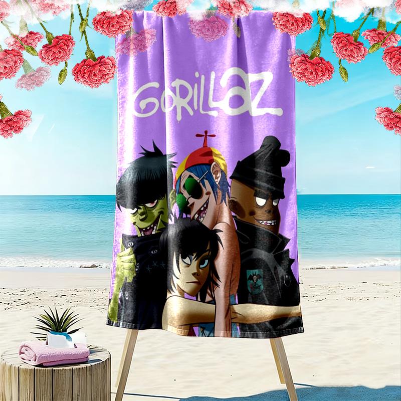 Gorillaz Band Design 2D Flat Print Beach Towel, Large Soft Quick Dry Towel for Beach Camping SwimmingXSTJ0915546