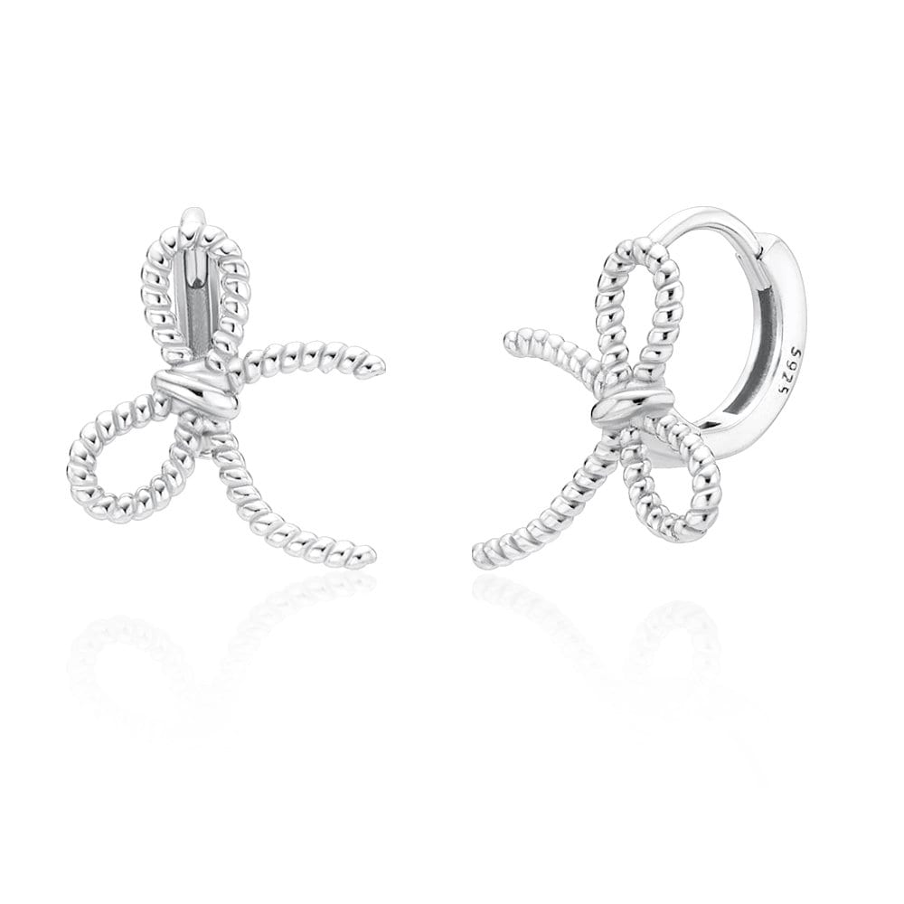 Silver 925 Rope Ribbon One-Touch Earrings