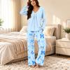 Women's V-Neck Loose Fit Printed Pajama Set Two Piece Sleepwear for Casual