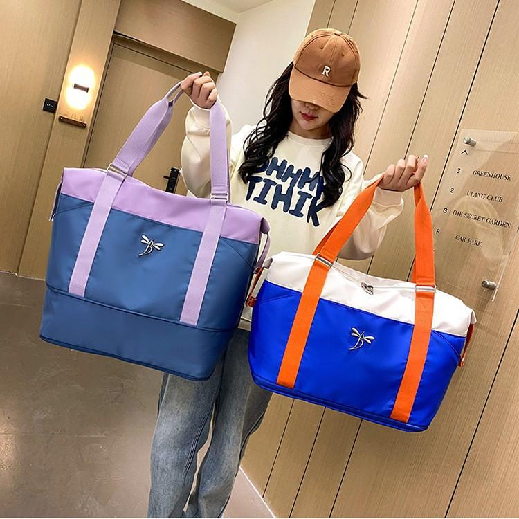 New travel bag Fashionable color-blocking women's casual sports and fitness bag for travel and business trips