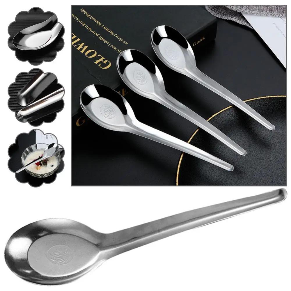 10pcs Stainless Steel Soup Spoon Long Handle Dinner Spoons Flatware Dessert Spoon  Restaurant