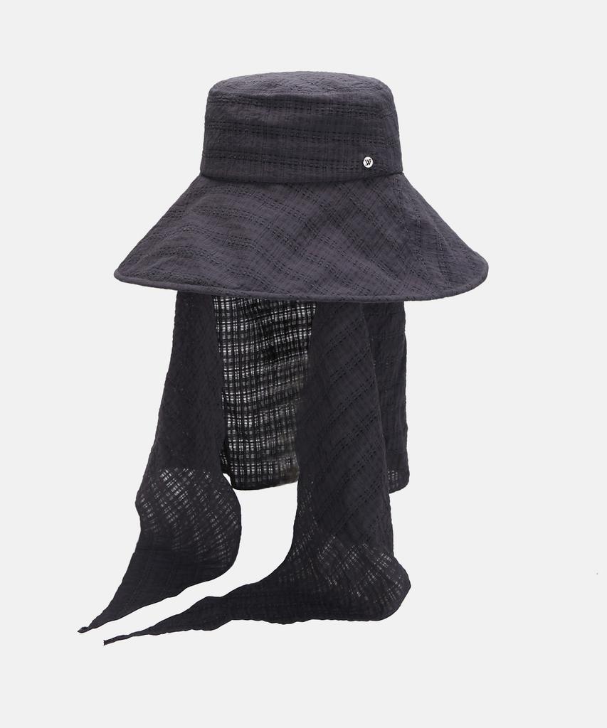 Hwaiteusaenjeu Check Waffle Airy Detachable Sunshade Scarf Floppy Hat Robain (5 Colors)