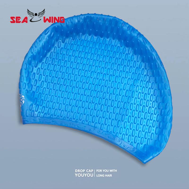 

Нескользящая силиконовая шапочка для плавания для женщин, большая водонепроницаемая, с защитой ушей, идеально подходит для длинных волос синий