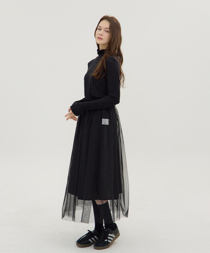 Reve Hearted Fantasia Mesh Skirt - Black