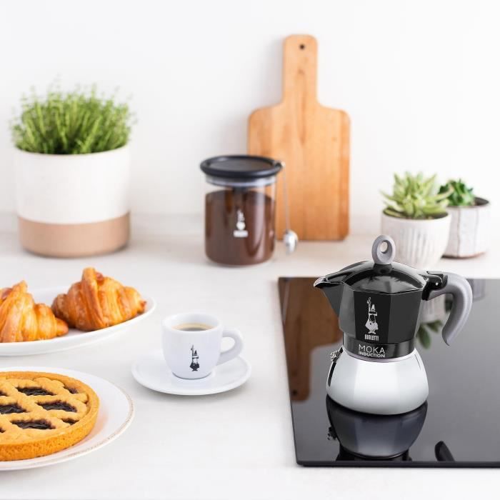 Cafetiere italienne - BIALETTI - NEW MOKA INDUCTION - 6 tasses - 0,28 L - Noir / Argent