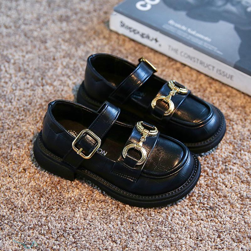 

Новые кожаные туфли для девочек; высококачественные корейские туфли принцессы для маленьких девочек; трендовые повседневные туфли на платформе 21 чёрный